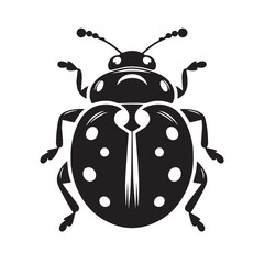 Black Ladybug Silhouette Vector, High Quality Illustration on White Background