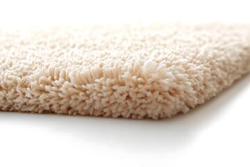 Soft Beige Fluffy Shag Rug Isolated on White Background