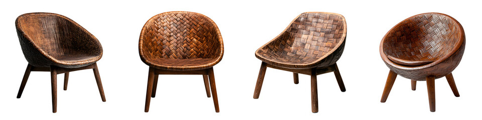 A collection of artisanal handwoven wicker and rattan chairs showcasing a variety of contemporary and traditional designs for comfortable and stylish seating