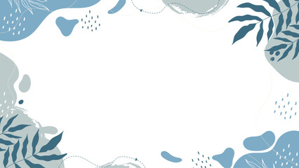 Abstract floral background with light grayish blue geometric shapes, dots and lines for presentation