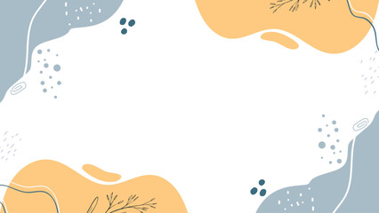 Abstract floral frame background with grey and warm tones geometric shapes, dots, line, presentation