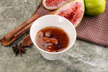 Sweet fig jam in the bowl