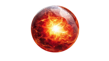 Png of An abstract, glowing red orb radiating intense energy and light, resembling a powerful cosmic phenomenon on transparent background.