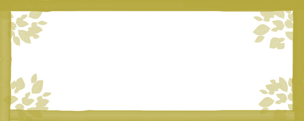 Brass with Leaves Frame on Transparent or White Background With Copy Space – PNG Overlay for Compositing