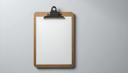 Clipboard mockup blank paper template design for presentation and document organization tool object