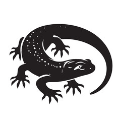 Black Newt Silhouette Vector, High Quality Illustration on White Background