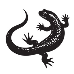 Black Newt Silhouette Vector, High Quality Illustration on White Background
