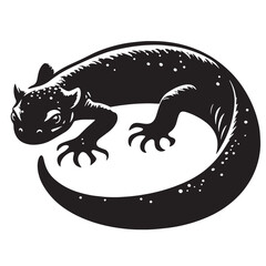 Black Newt Silhouette Vector, High Quality Illustration on White Background
