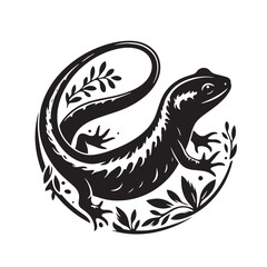 Black Newt Silhouette Vector, High Quality Illustration on White Background