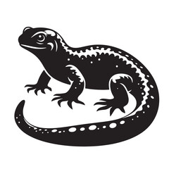 Black Newt Silhouette Vector, High Quality Illustration on White Background