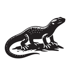 Black Newt Silhouette Vector, High Quality Illustration on White Background
