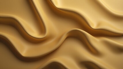 Obraz premium Abstract fabric wave material with drapery fold. Golden silky textile curtain pattern design. 3d beautiful elegance award wallpaper. Gold silk texture