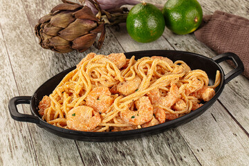 Pasta spaghetti with prawn