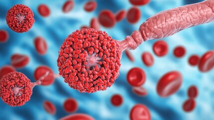 Fototapeta premium Cell, Clot and medical concept. Digital illustration of cells in a microscopic view.