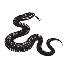 Black Rattlesnake Silhouette Vector, High Quality Illustration on White Background