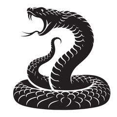 Black Rattlesnake Silhouette Vector, High Quality Illustration on White Background