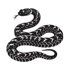 Black Rattlesnake Silhouette Vector, High Quality Illustration on White Background