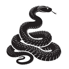 Black Rattlesnake Silhouette Vector, High Quality Illustration on White Background