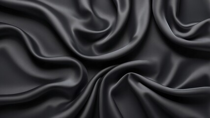 Obraz premium Crumpled black silk fabric.