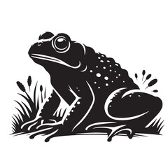 Black Salamander Silhouette Vector, High Quality Illustration on White Background