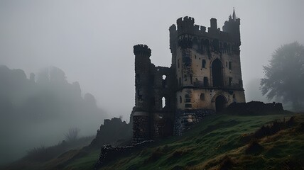 Misty Ruins of an Abandoned Tower