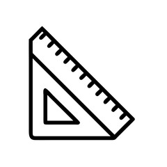 Fototapeta premium Triangular Ruler Outline Design on Clear Background 