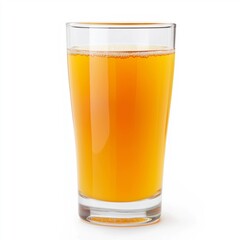 Full Glass of Fresh Orange Juice Isolated on White Background, Refreshing Healthy Citrus Drink