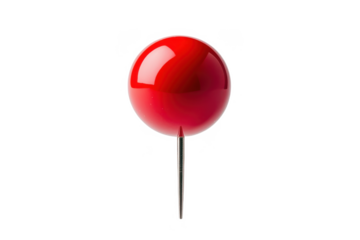 A glossy red pushpin with a metallic sheen
