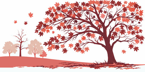 Fototapeta premium A vibrant autumn maple displays red leaves against a clear sky