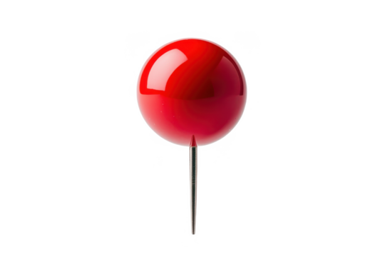 A glossy red pushpin with a metallic sheen