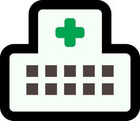 Obraz premium Black line icon Cute hospital
