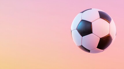 A Classic Soccer Ball Floating Against a Soft Pink Background Perfect for Sports Designs and Websites