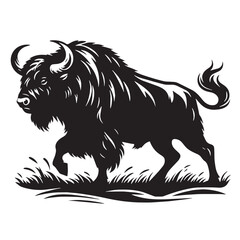 Obraz premium Black Aurochs Silhouette Vector, High Quality Illustration on White Background