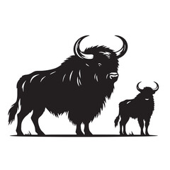 Black Aurochs Silhouette Vector, High Quality Illustration on White Background