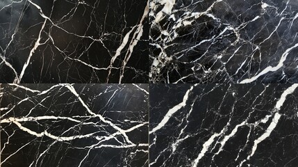 Black marble slabs with white veins, detailed texture.