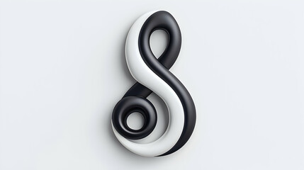 Abstract Black And White Infinity Symbol 3D Render