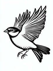 A beautifully illustrated bird in flight, showcasing its detailed feathers and graceful wings. Perfect for nature lovers and wildlife enthusiasts.