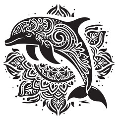 Black Baiji Dolphin Silhouette Vector, High Quality Illustration on White Background