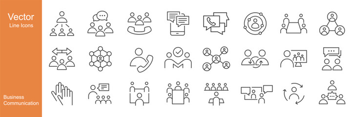 Business Communication Icons - Vector Line. Editable Stroke.