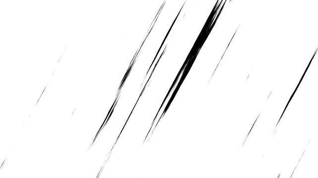 Black Diagonal Scratches, Noise, and Dirt Particles on an Isolated White Background
