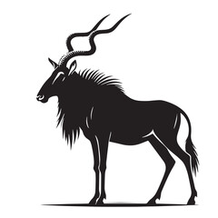 Obraz premium Black Bubal Hartebeest Silhouette Vector, High Quality Illustration on White Background