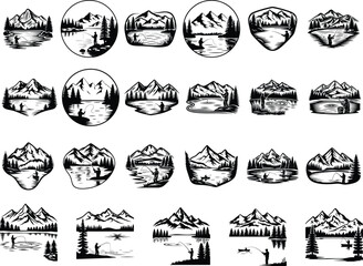 Fototapeta premium Mountain Fishing in Tranquil Lake