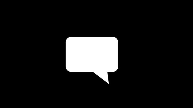 message chat box icon animation on  black background. Animated speech bubble chat sign. 4k animation isolated  speech bubble icon animation. pop up, speech bubble, thoughts,