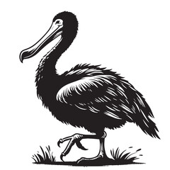 Black Dodo Silhouette Vector, High Quality Illustration on White Background © Craftdot