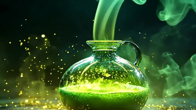 Mysterious Green Potion: A Fantasy Elixer Brewing