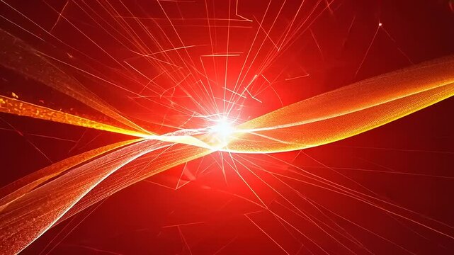 Abstract red light rays intertwining in a dynamic display of motion, creating a sense of energy and vibrancy