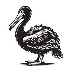 Black Dodo Silhouette Vector, High Quality Illustration on White Background © Craftdot