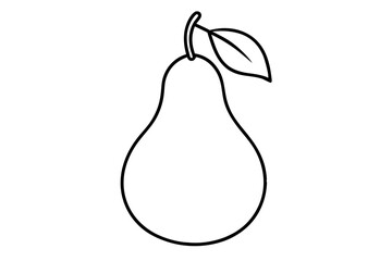 Pear with stem and leaf line art vector illustration.