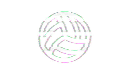 Icon volleyball ball is distorted. Glitch. Noise, chromatic aberration, geometric distortion