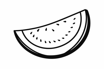 Cantaloupe slice with rind detail line art vector illustration.